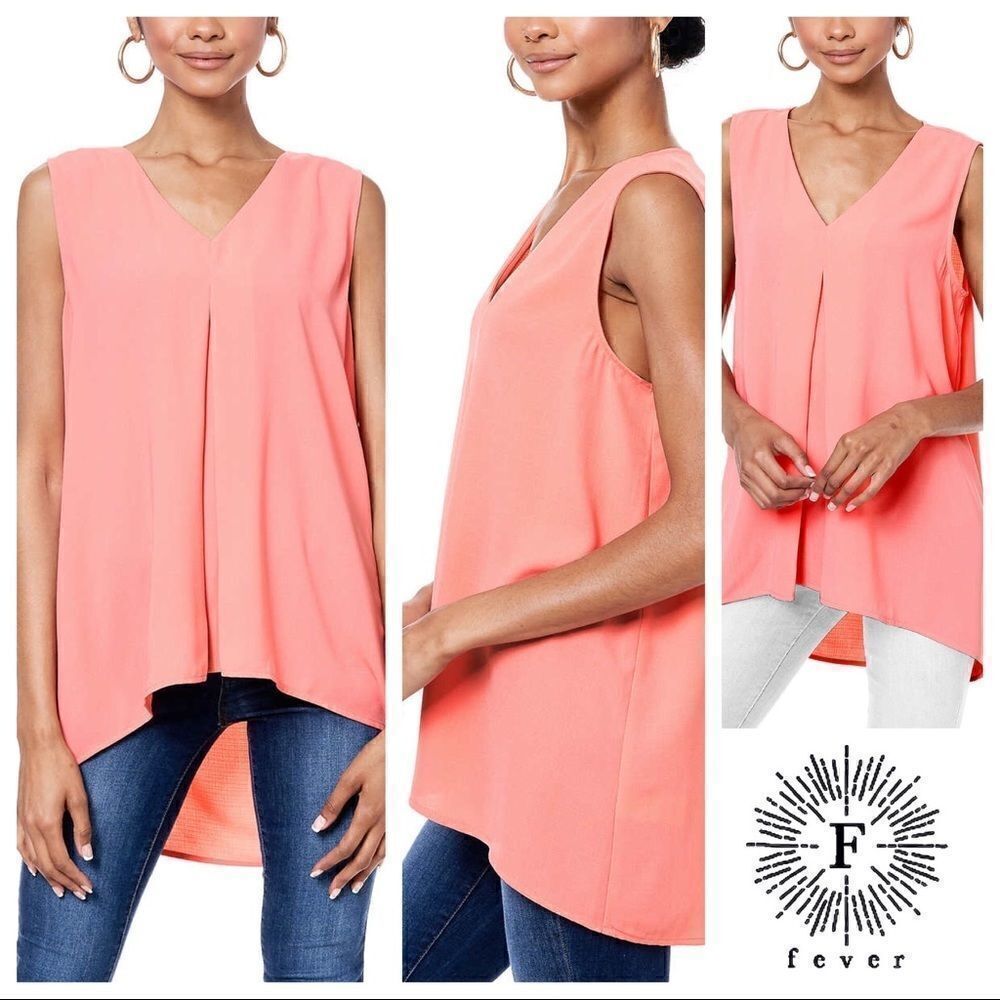 FEVER Ladies Versatile High-Low Sleeveless Tunic